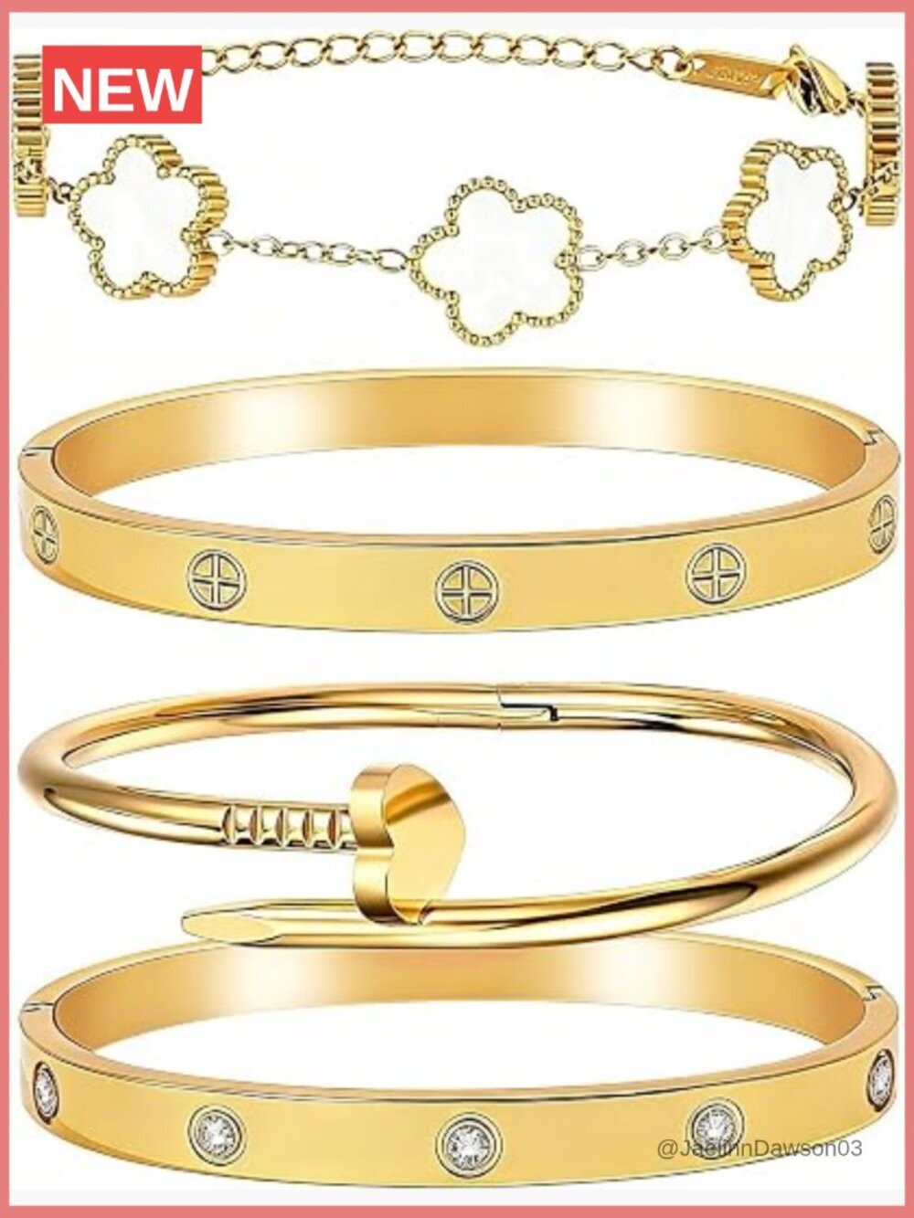 Stackable Gold Bracelet Set - 4 Pack, 18K Gold Plated Bangle Non Tarnish